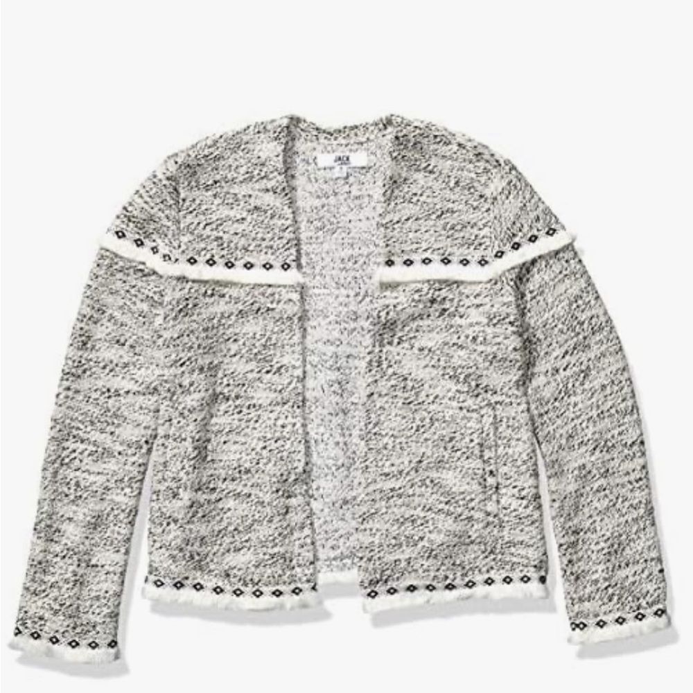 Jack by BB Dakota Blazer XS white black long story short marled french terry